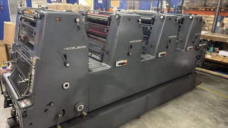 Heidelberg GTO 52, 4 cores, ano 1983, molha c/geladeira alcolor, formato 360 x 520 mm, pulverizador, equipamento em produção, valor R$ 140.000,00